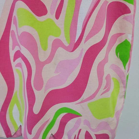 Ana Clare Reversible Sleeveless Dress Size L Pink Floral Abstract Scalloped Hem - Picture 6 of 12